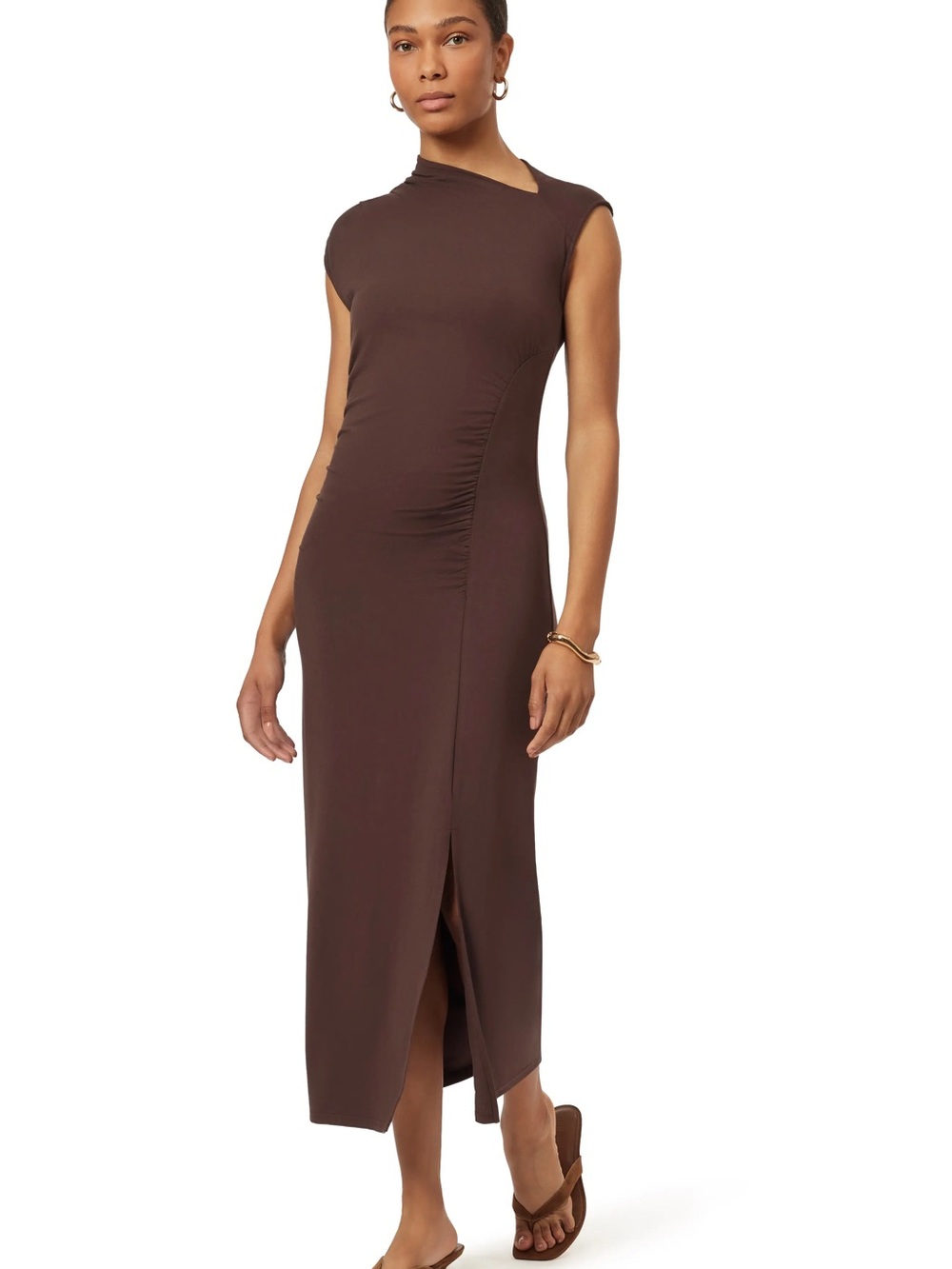 Scotch & Soda Chocolate Brown Sleeveless Maxi Dress with Front Slit
